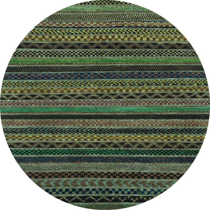 Round Machine Washable Oriental Light Blue Modern Rug, wshabs2244lblu