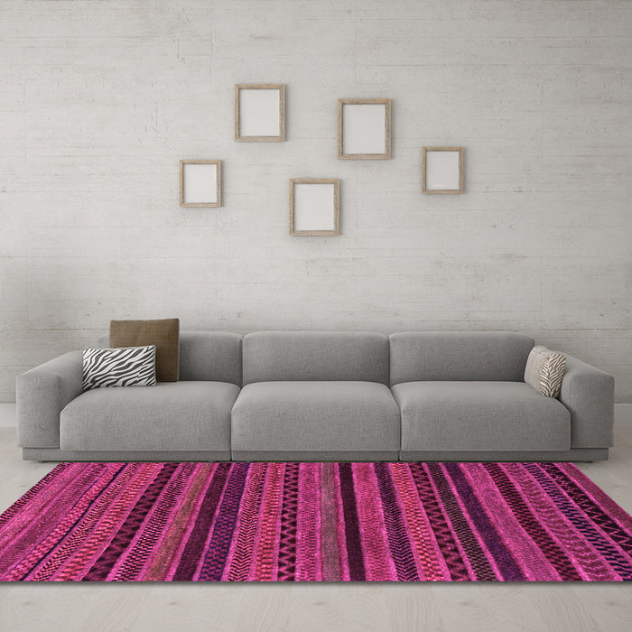 Machine Washable Oriental Pink Modern Rug in a Living Room, wshabs2244pnk