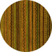 Round Machine Washable Oriental Yellow Modern Rug, wshabs2244yw