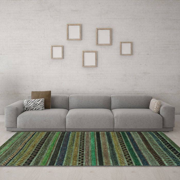 Machine Washable Oriental Light Blue Modern Rug in a Living Room, wshabs2244lblu