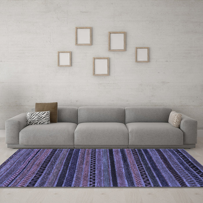 Machine Washable Oriental Blue Modern Rug in a Living Room, wshabs2244blu
