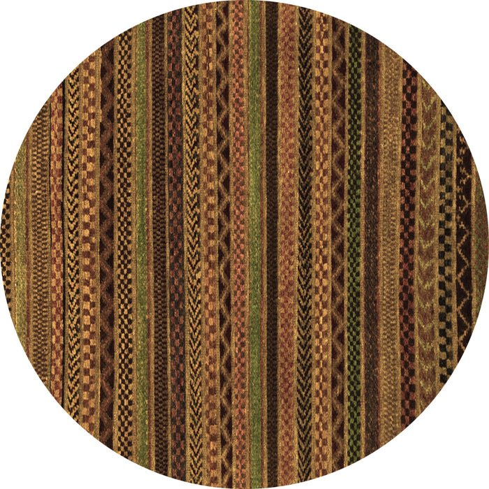 Round Machine Washable Oriental Brown Modern Rug, wshabs2244brn