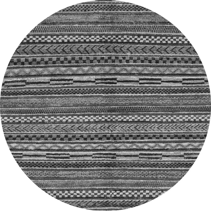 Round Machine Washable Oriental Gray Modern Rug, wshabs2245gry