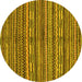 Round Machine Washable Oriental Yellow Modern Rug, wshabs2245yw