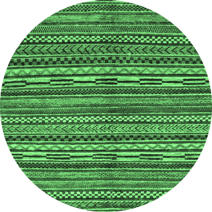 Round Machine Washable Oriental Emerald Green Modern Area Rugs, wshabs2245emgrn