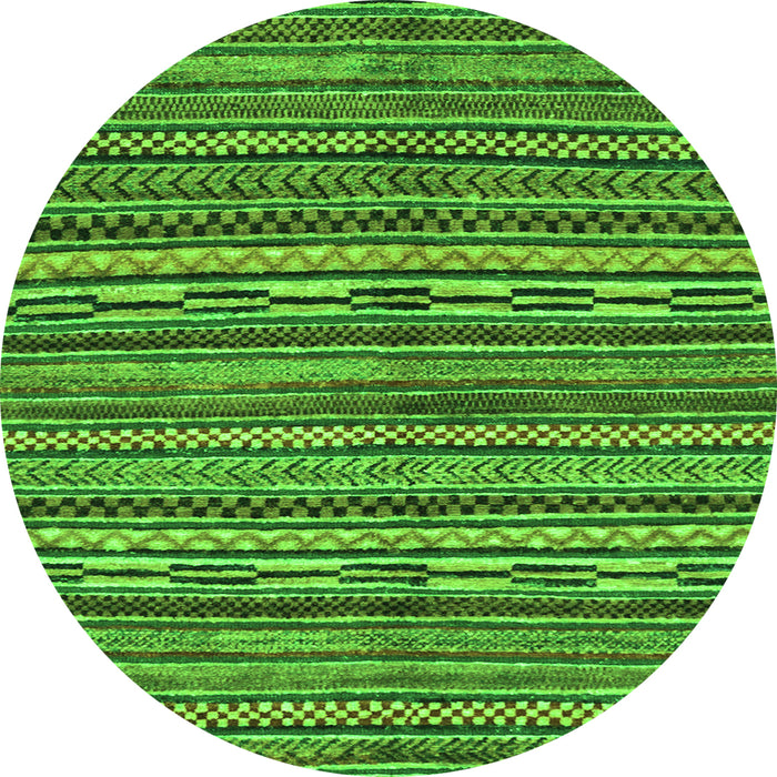Round Machine Washable Oriental Green Modern Area Rugs, wshabs2245grn