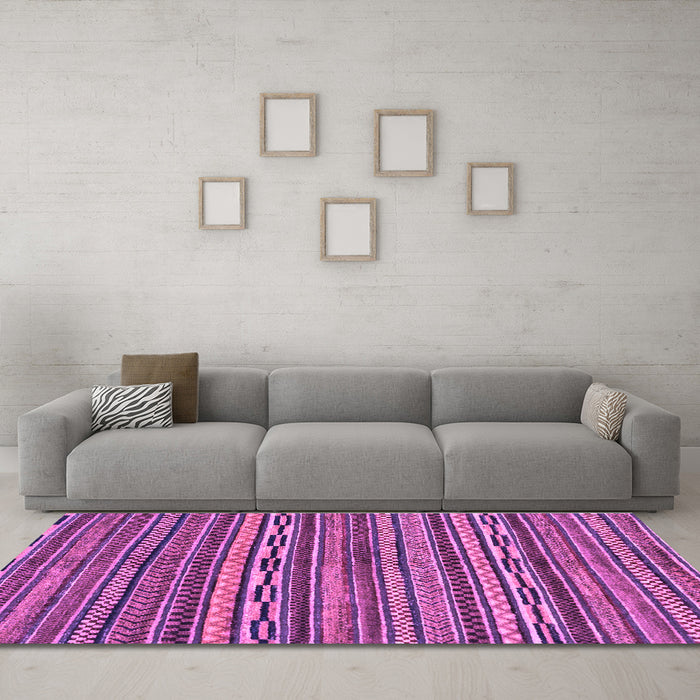 Machine Washable Oriental Purple Modern Area Rugs in a Living Room, wshabs2245pur