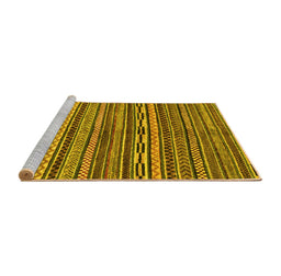 Sideview of Machine Washable Oriental Yellow Modern Rug, wshabs2245yw