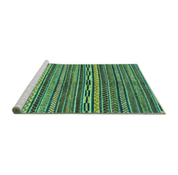 Sideview of Machine Washable Oriental Turquoise Modern Area Rugs, wshabs2245turq
