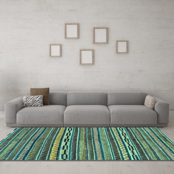 Machine Washable Oriental Light Blue Modern Rug in a Living Room, wshabs2245lblu