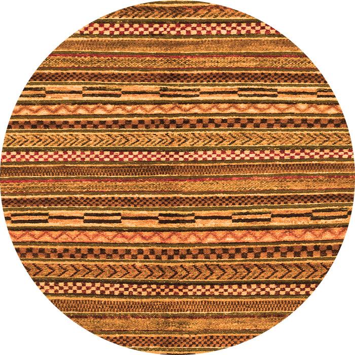 Round Machine Washable Oriental Orange Modern Area Rugs, wshabs2245org