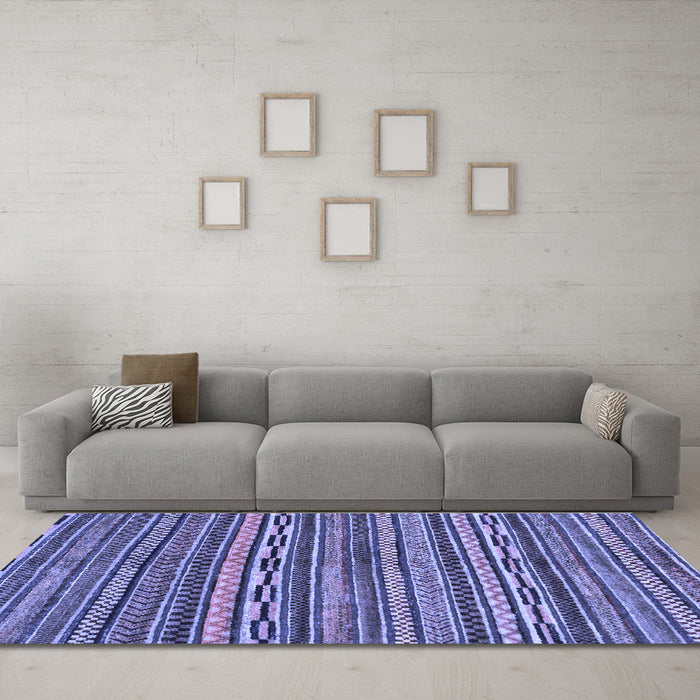 Machine Washable Oriental Blue Modern Rug in a Living Room, wshabs2245blu