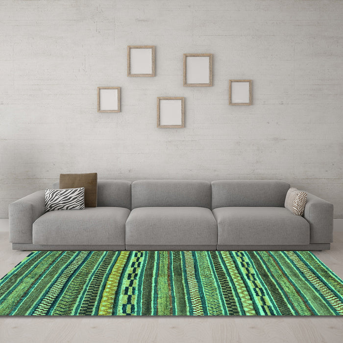 Machine Washable Oriental Turquoise Modern Area Rugs in a Living Room,, wshabs2245turq