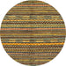 Round Abstract Orange Gold Oriental Rug, abs2245