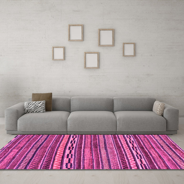 Machine Washable Oriental Pink Modern Rug in a Living Room, wshabs2245pnk