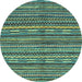 Round Oriental Light Blue Modern Rug, abs2245lblu