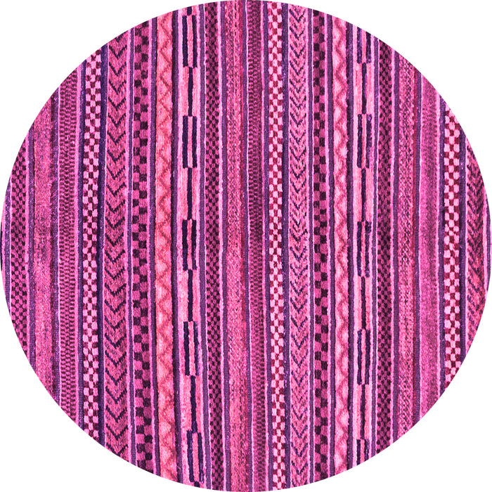 Round Machine Washable Oriental Pink Modern Rug, wshabs2245pnk