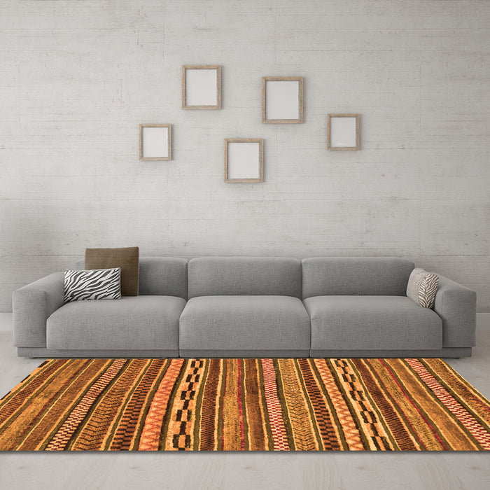 Machine Washable Oriental Orange Modern Area Rugs in a Living Room, wshabs2245org
