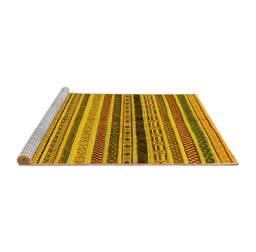 Sideview of Machine Washable Oriental Yellow Modern Rug, wshabs2246yw