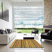 Square Abstract Yellow Oriental Rug in a Living Room, abs2246