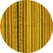 Round Machine Washable Oriental Yellow Modern Rug, wshabs2246yw