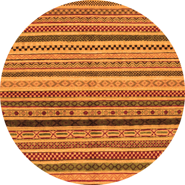 Round Machine Washable Oriental Orange Modern Area Rugs, wshabs2246org