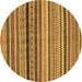 Round Machine Washable Oriental Brown Modern Rug, wshabs2246brn