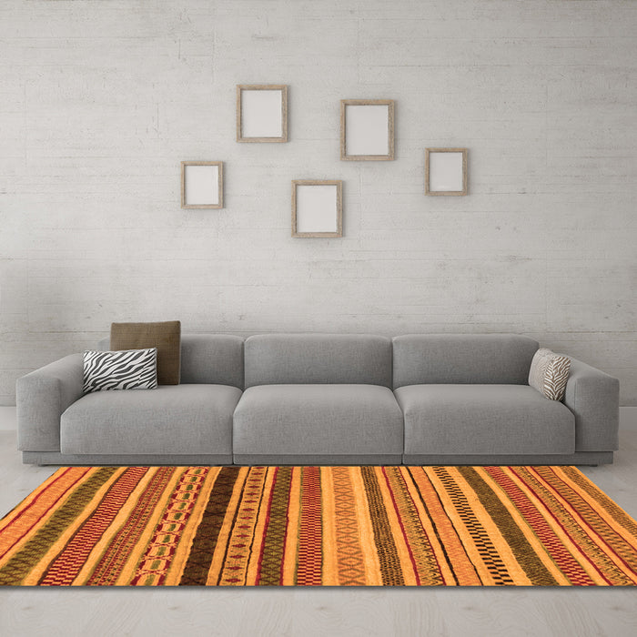Machine Washable Oriental Orange Modern Area Rugs in a Living Room, wshabs2246org