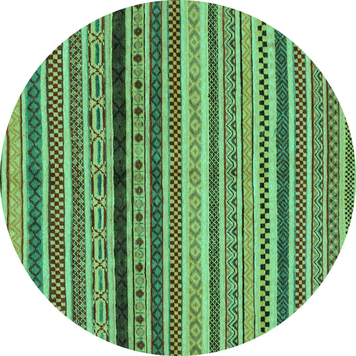Round Machine Washable Oriental Turquoise Modern Area Rugs, wshabs2246turq