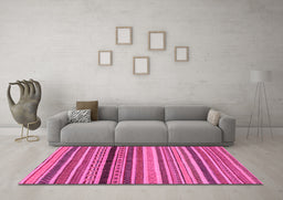 Machine Washable Oriental Pink Modern Rug in a Living Room, wshabs2246pnk