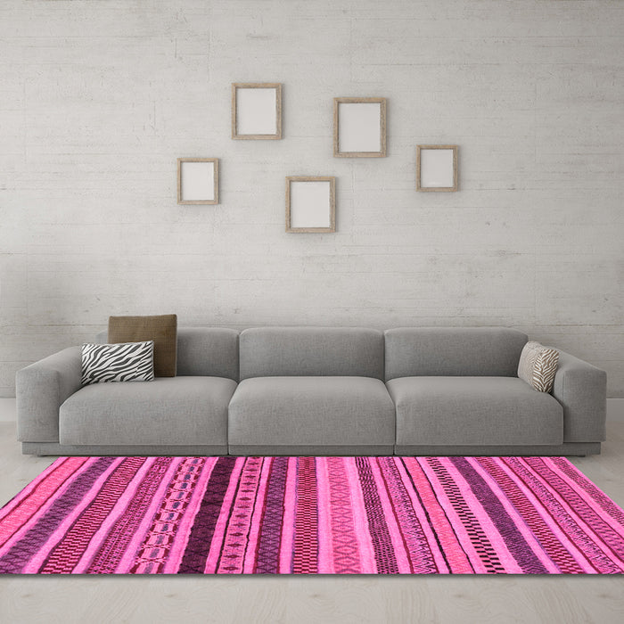 Machine Washable Oriental Pink Modern Rug in a Living Room, wshabs2246pnk