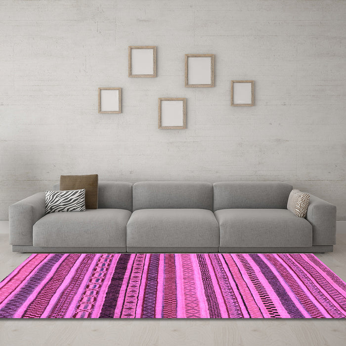 Machine Washable Oriental Purple Modern Area Rugs in a Living Room, wshabs2246pur
