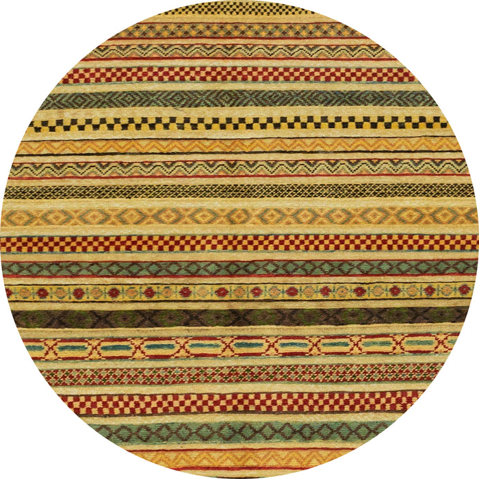 Round Machine Washable Abstract Yellow Rug, wshabs2246