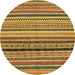 Round Machine Washable Abstract Yellow Rug, wshabs2246