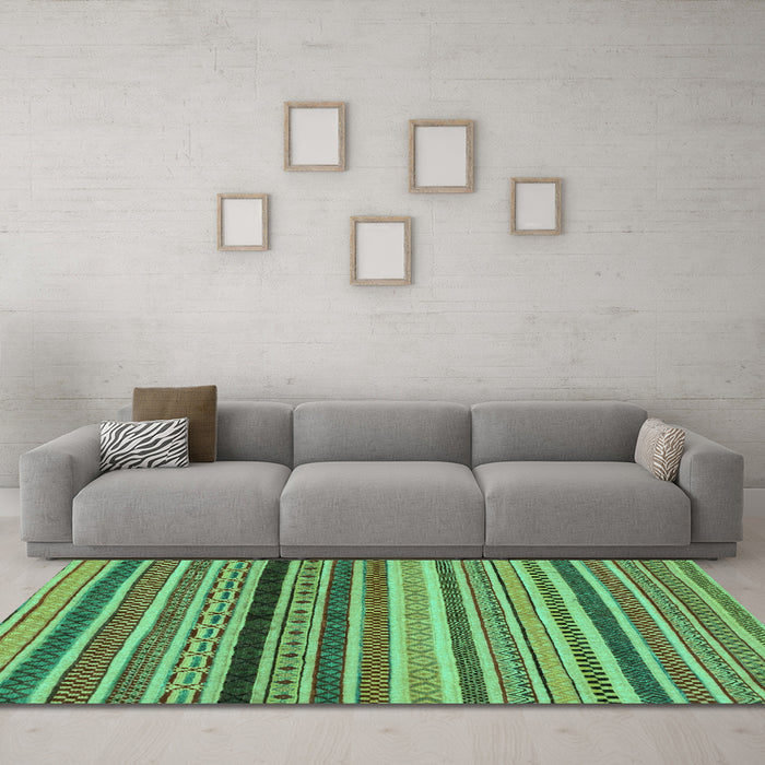 Machine Washable Oriental Turquoise Modern Area Rugs in a Living Room,, wshabs2246turq