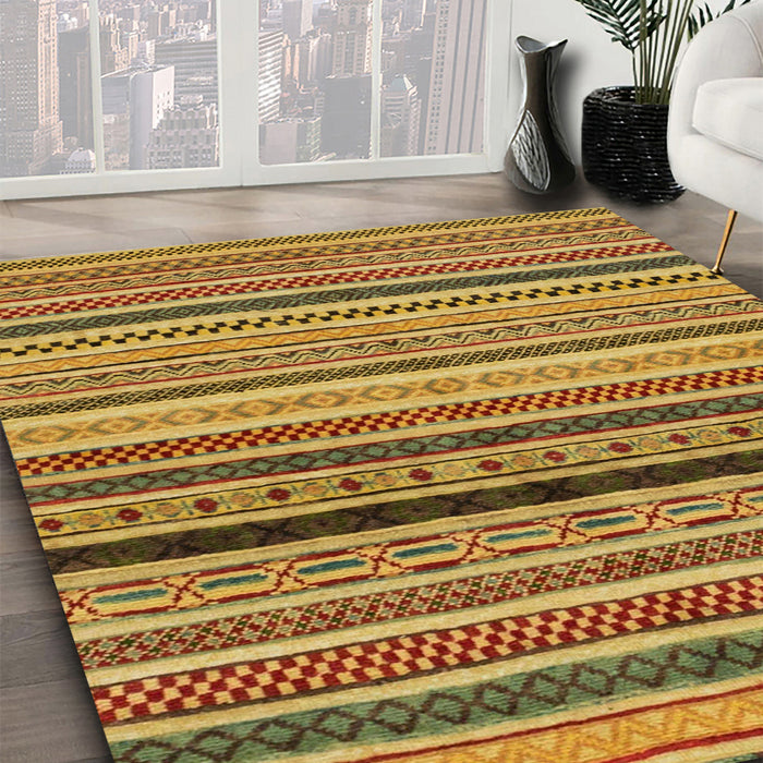 Machine Washable Abstract Yellow Rug in a Family Room, wshabs2246