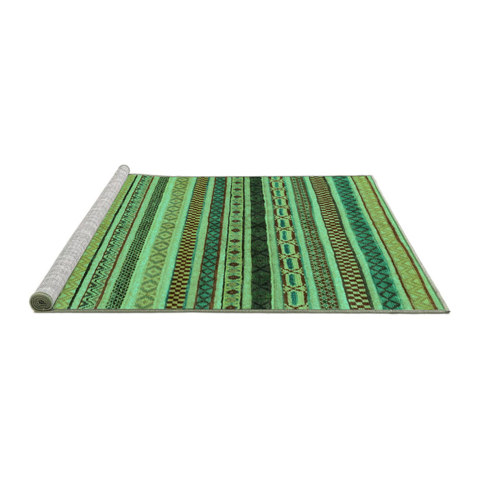 Sideview of Machine Washable Oriental Turquoise Modern Area Rugs, wshabs2246turq