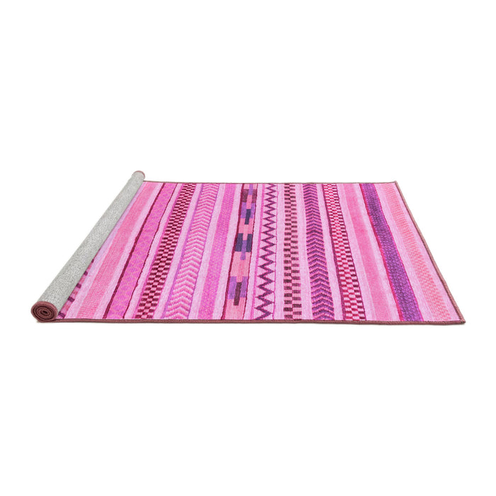 Sideview of Machine Washable Oriental Pink Modern Rug, wshabs2247pnk