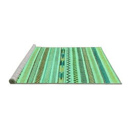 Sideview of Machine Washable Oriental Turquoise Modern Area Rugs, wshabs2247turq