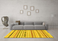 Machine Washable Oriental Yellow Modern Rug, wshabs2247yw