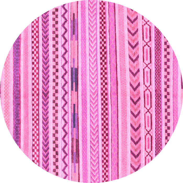 Round Machine Washable Oriental Pink Modern Rug, wshabs2247pnk