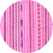 Round Machine Washable Oriental Pink Modern Rug, wshabs2247pnk