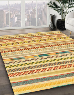 Abstract Cinnamon Brown Oriental Rug in Family Room, abs2247