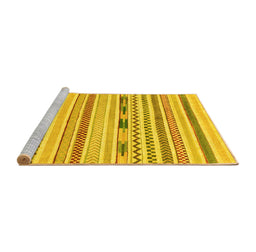 Sideview of Machine Washable Oriental Yellow Modern Rug, wshabs2247yw
