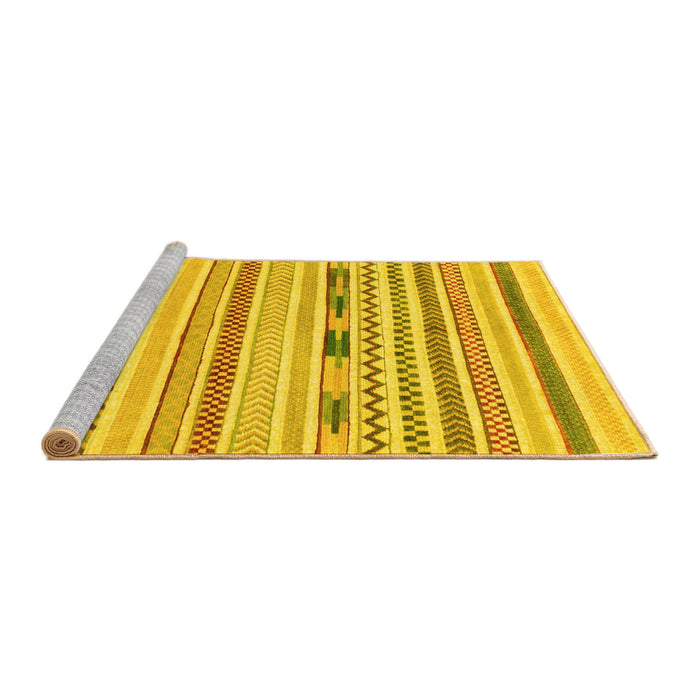Sideview of Machine Washable Oriental Yellow Modern Rug, wshabs2247yw