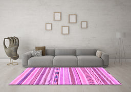 Machine Washable Oriental Purple Modern Area Rugs in a Living Room, wshabs2247pur