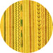 Round Oriental Yellow Modern Rug, abs2247yw