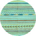 Round Oriental Light Blue Modern Rug, abs2247lblu