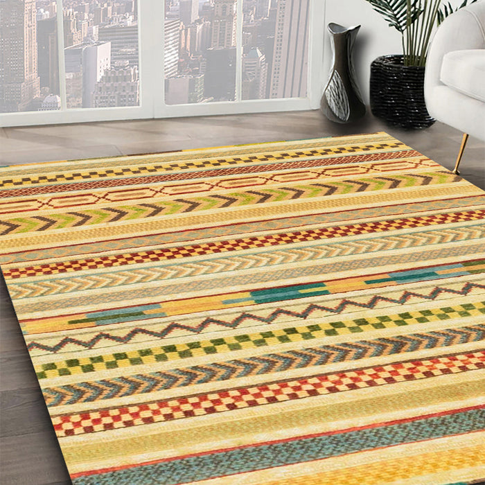 Machine Washable Abstract Cinnamon Brown Rug in a Family Room, wshabs2247
