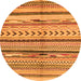 Round Machine Washable Oriental Orange Modern Area Rugs, wshabs2248org